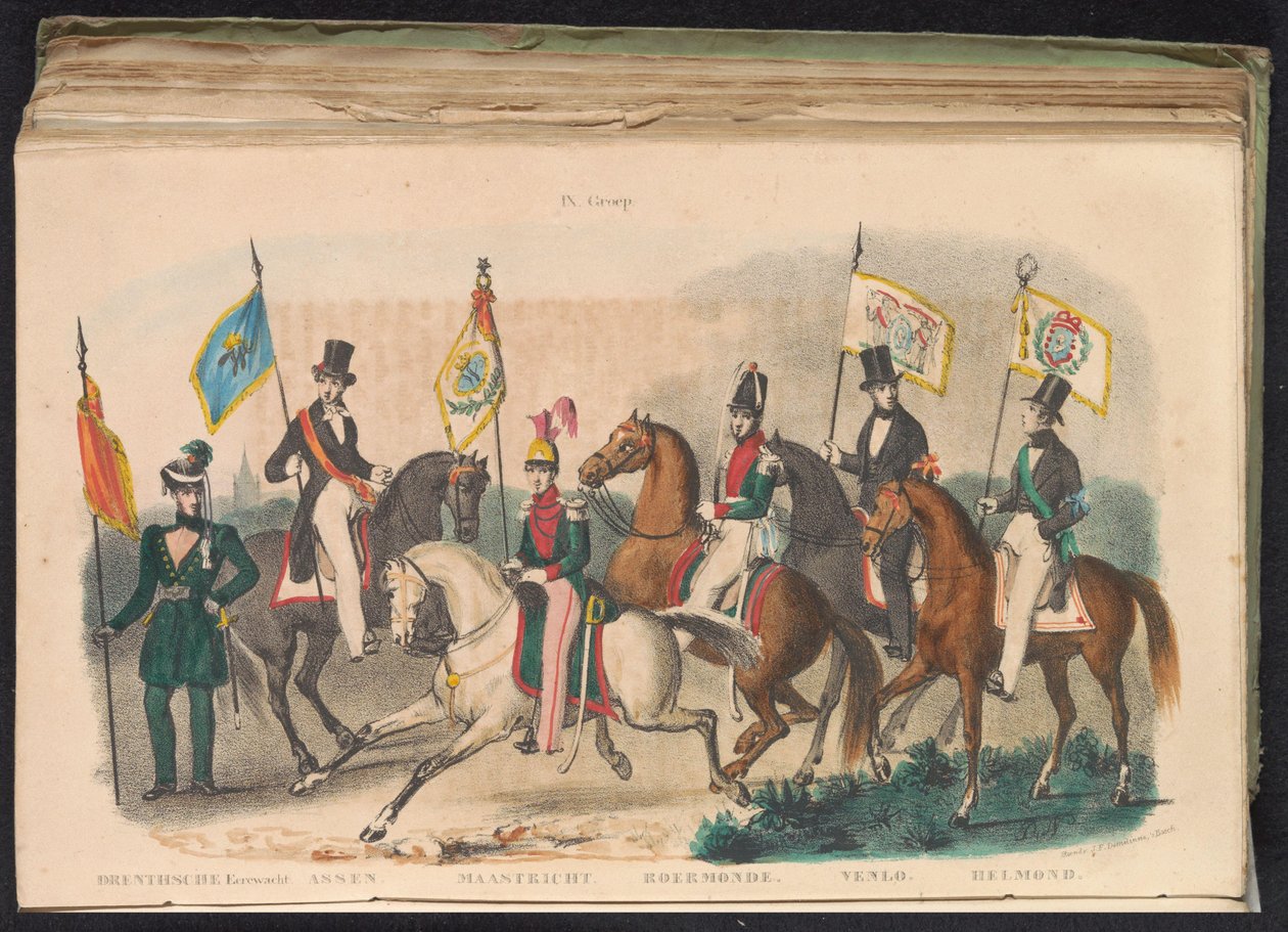 Kostýmy a prapory čestných stráží Drenthe, Assen, Maastricht, Roermond, Venlo a Helmond, 1840-1842 IX. Skupina (název na objektu) od Unknown