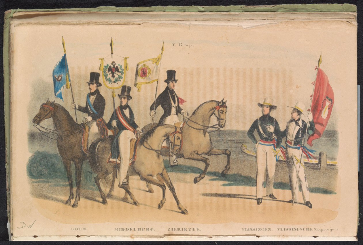 Kostýmy a prapory čestné stráže Goes, Middelburg, Zierikzee a Vlissingen, 1840-1842 V. Skupina (název na objektu) od Unknown