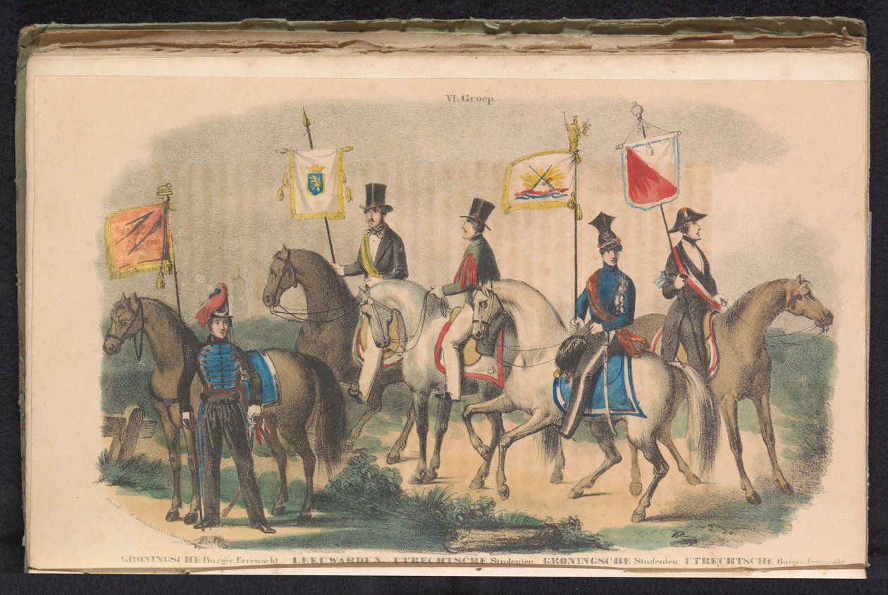 Kostýmy a prapory čestné stráže Groningen, Leeuwarden a Utrecht, 1840-1842 VI. Skupina (název na objektu) od Unknown