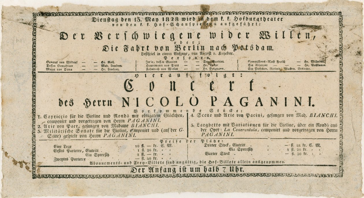 Niccolo Paganini - playbill od Unknown