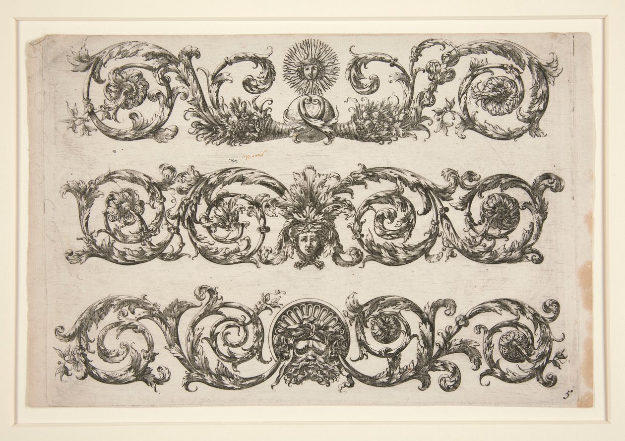 Ornamentální design s květinovými Arabesques (Slunce) od Unknown