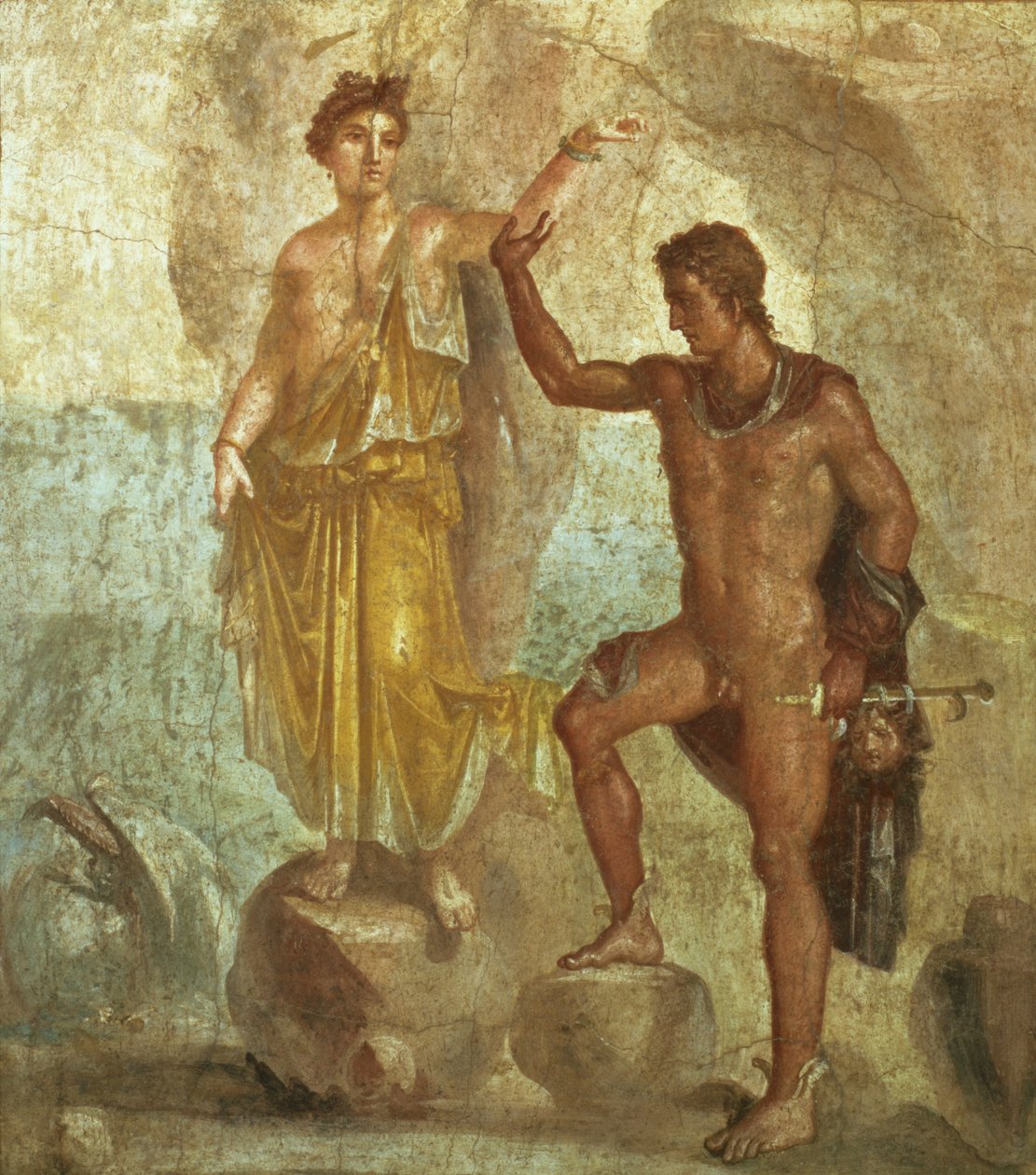 Perseus osvobozující Andromedu, z rodu Castor a Pollux, Pompeje, 4. dekorativní styl, kolem 50-79 našeho letopočtu od Unknown