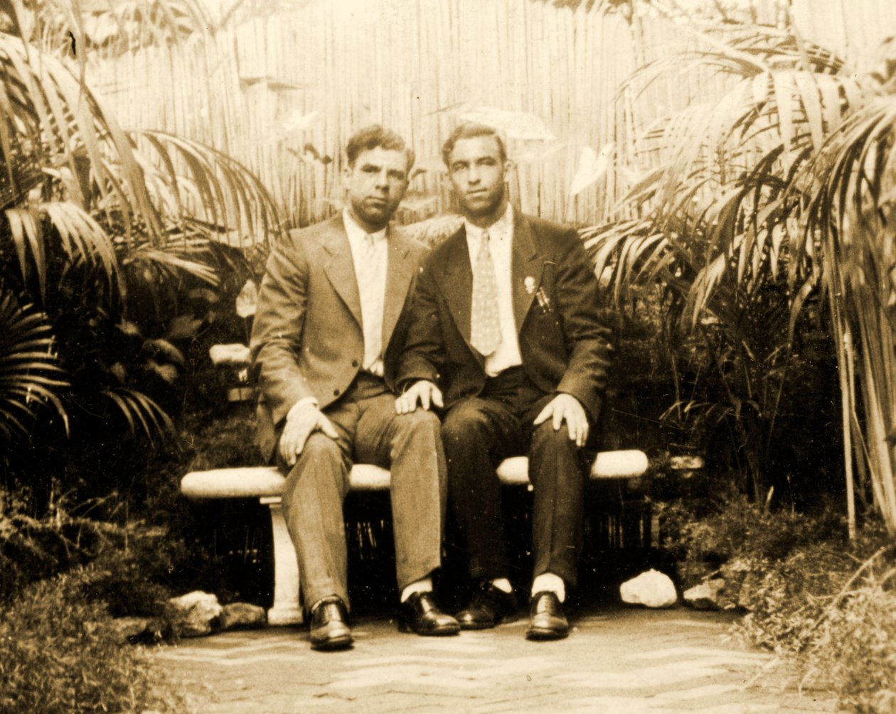 Portrét milujícího páru v tropické zahradě, kolem roku 1930 od Unknown