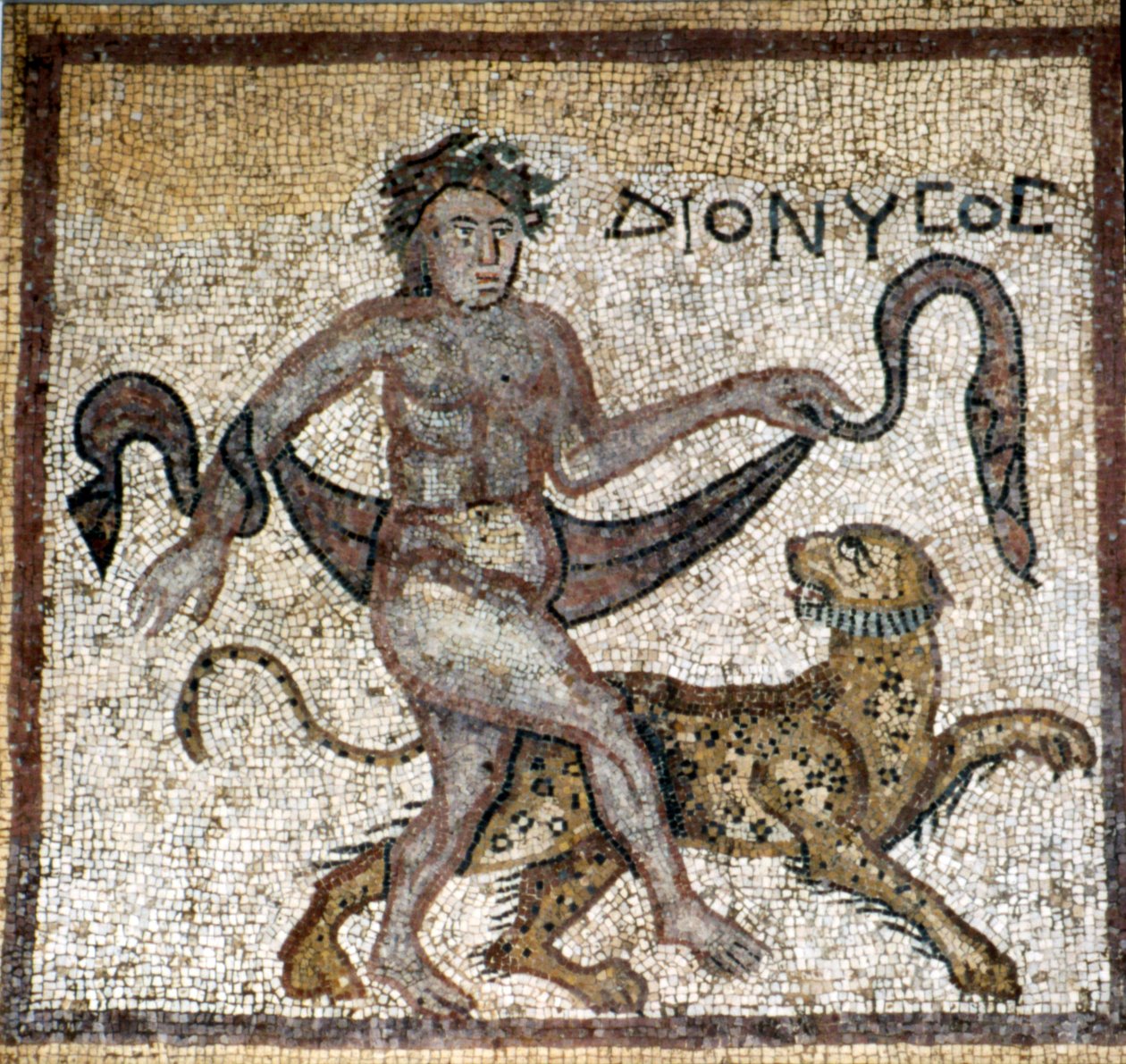 Římská mozaika, Dionýsos s Pantherem, c4. století od Unknown
