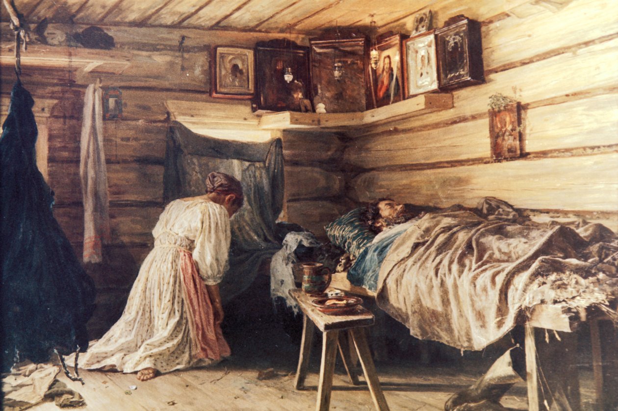 Nemocný manžel, obraz Vasilije Maximova, 1881. od Unknown