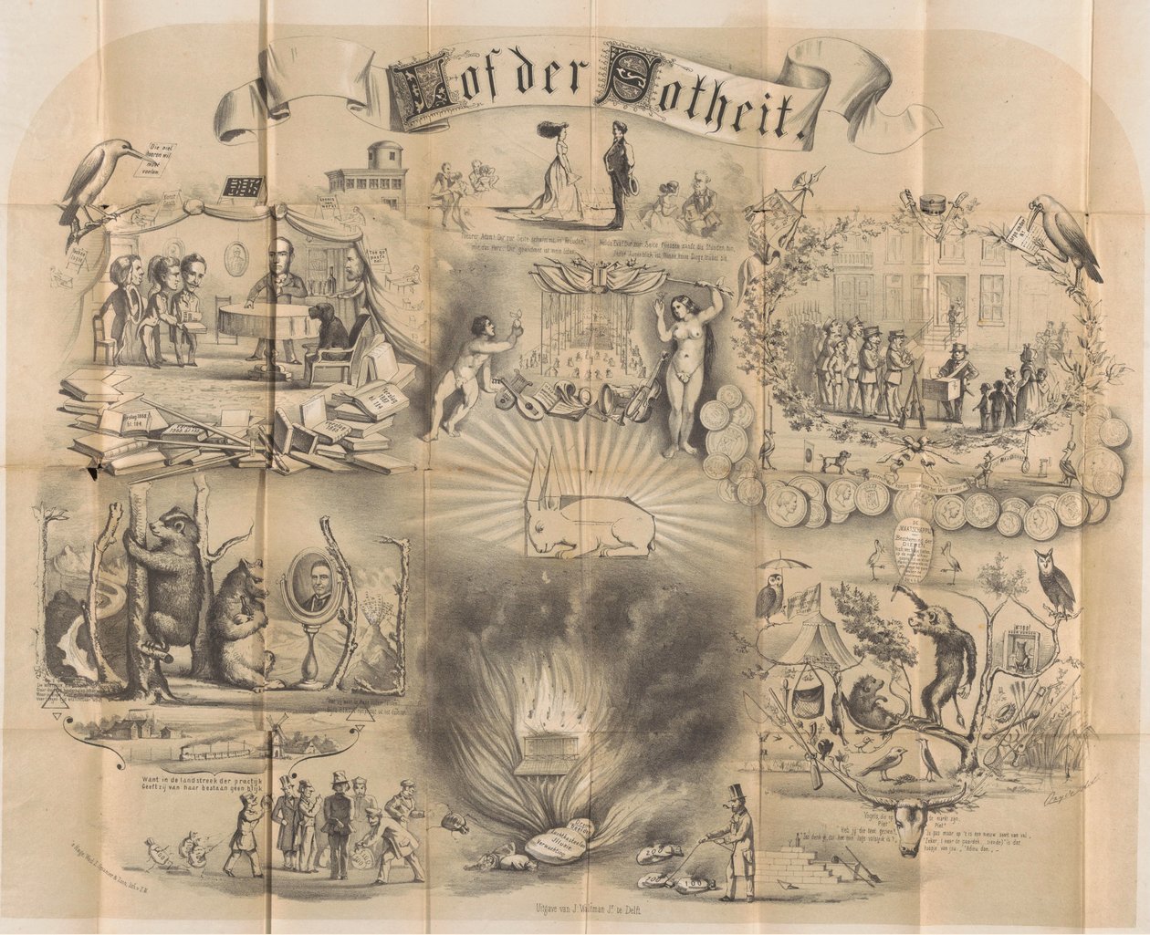 Karikatura ve studentském almanachu Delft, 1869 Chvála bláznovství (název na objektu) od Unknown