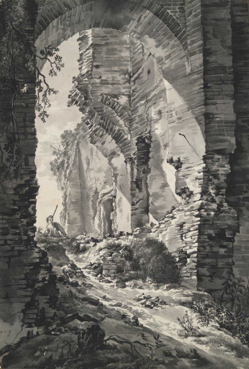 Vstupní brána zřícenin hradu Brederode, Holandsko, s Shepherd od Unknown