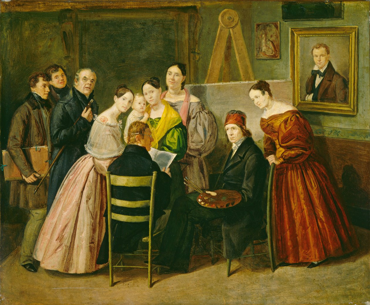 Malíř a návštěvníci v ateliéru od Unknown 19th Century