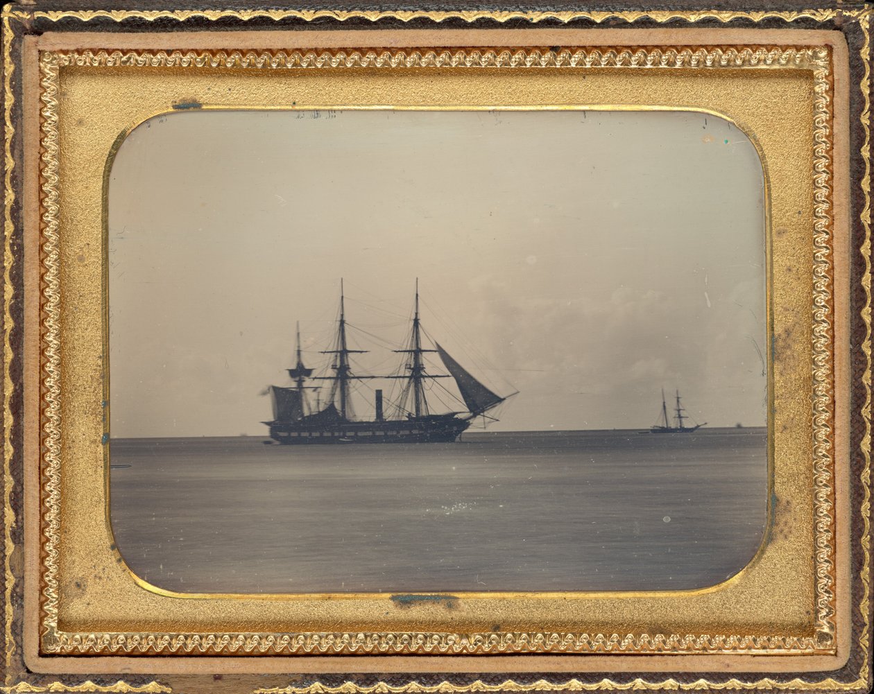 H.M.S. Dauntless v Anchor v Carlisle Bay na Barbadosu od Unknown 19th Century