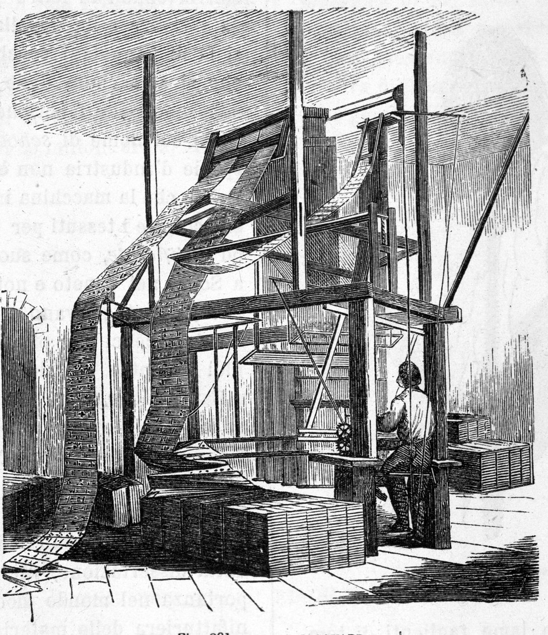 1801 Žakárový tkalcovský stav. 19. století rytina. od Unknown artist