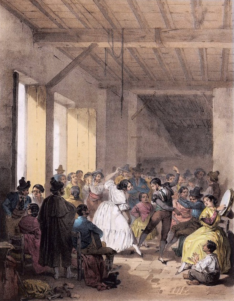 Bohémský ples 19. století - Tanec cikánů v 19. století od Unknown artist