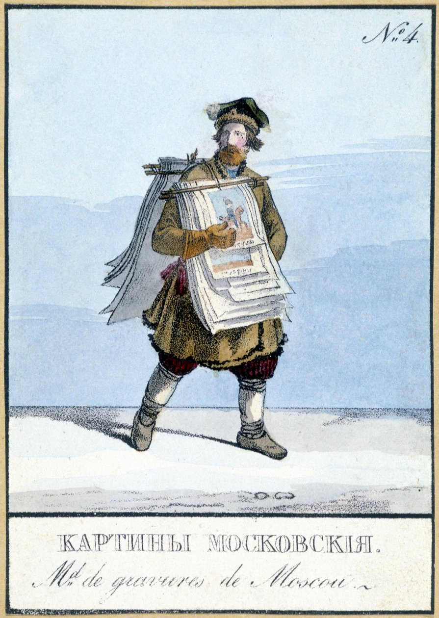Moskevský obchodník s rytinami z 19. století. ilustrace 19. století. od Unknown artist