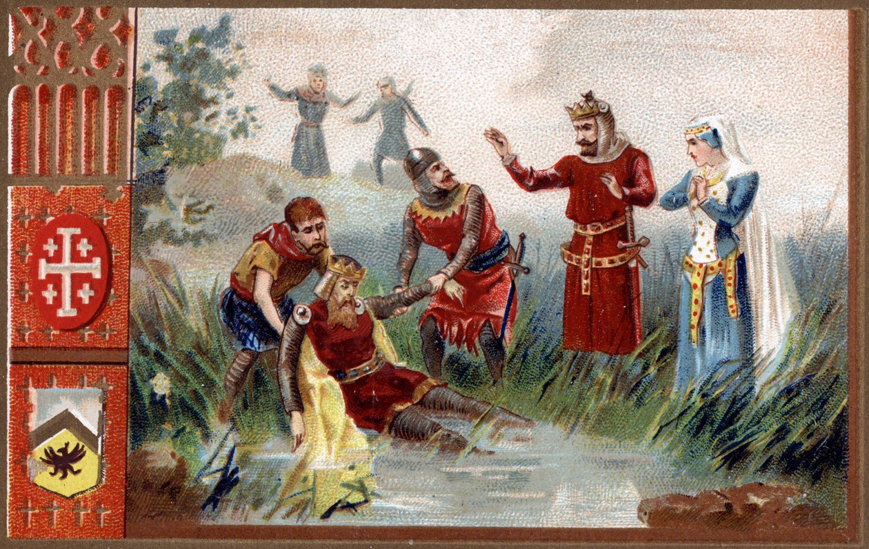 3. křížová výprava: V roce 1190 bylo v řece Selef objeveno tělo císaře Frederika Barberossy (německý římský císař). od Unknown artist