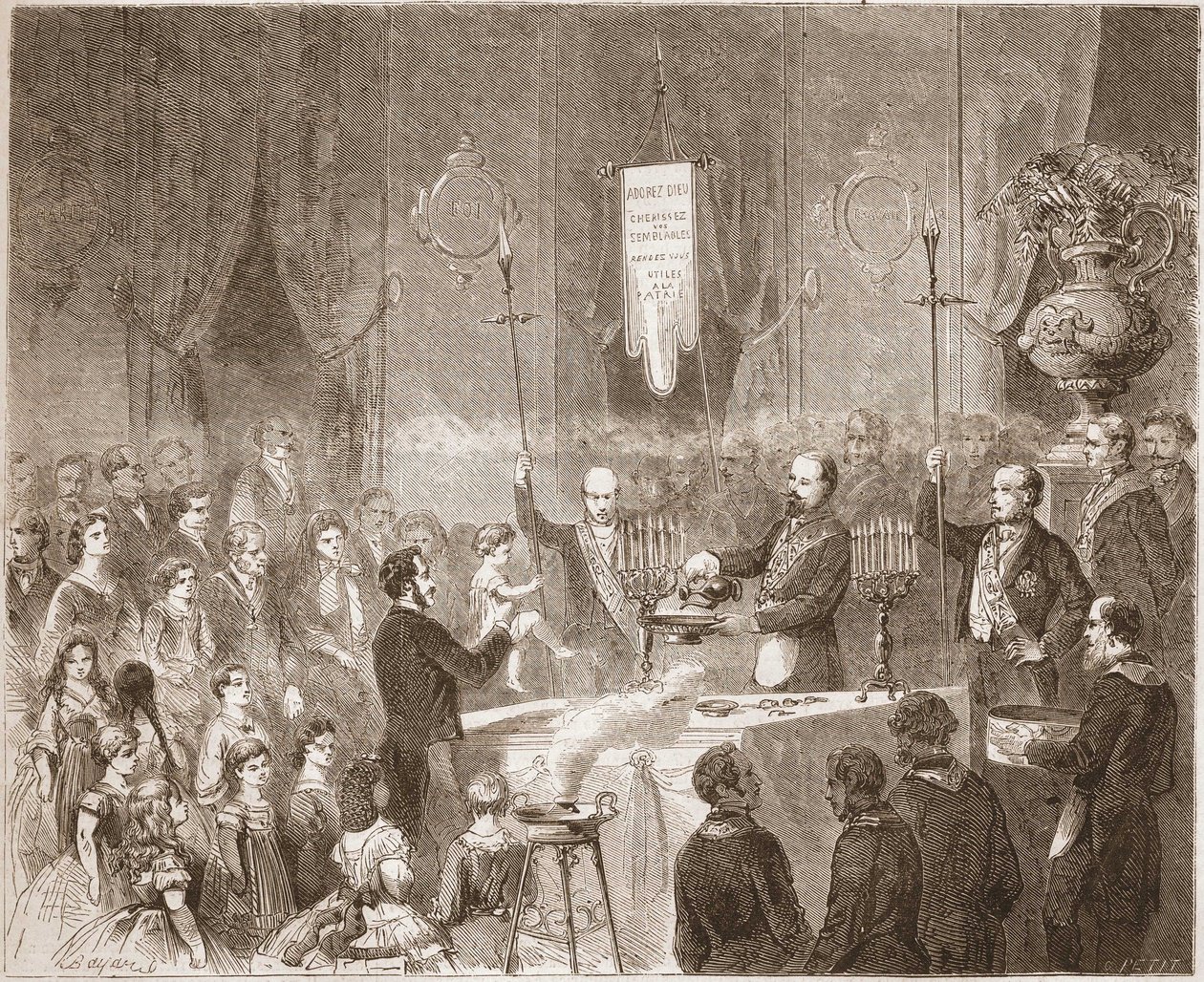 Maconnic Bapteme v lóži Fraternelle Amitive v roce 1861. od Unknown artist