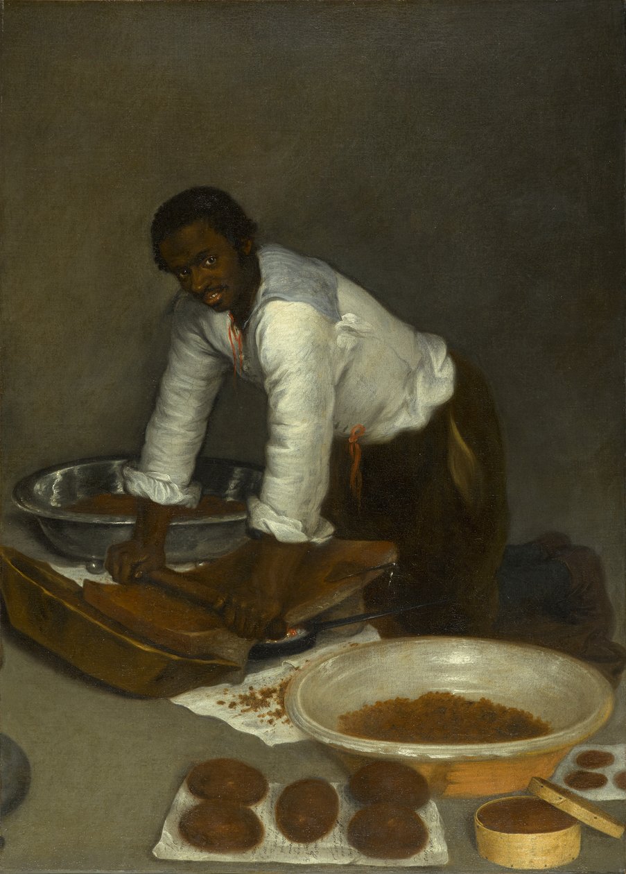 Muž škrábal čokoládu, cca 1680-1780 (olej na plátně) od Unknown artist