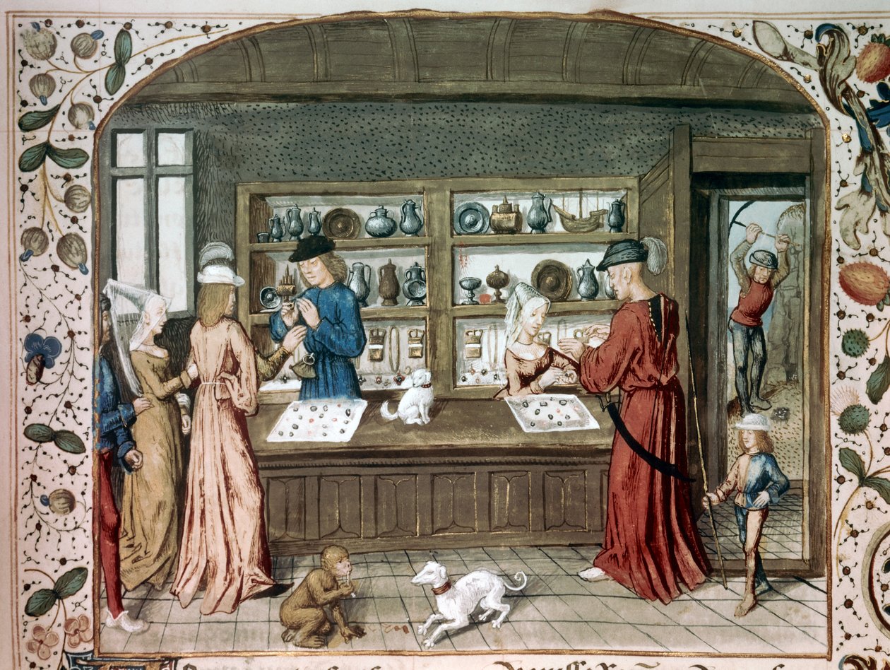 Miniaturní klenotnictví z "Le lapidaire de Jean (Jehan) de Mandeville (1300-1372)" 15. století v Paříži, B.N. od Unknown artist