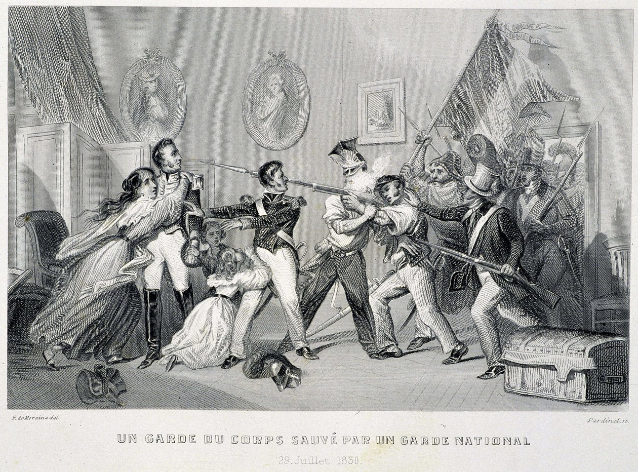 Osobní strážce zachraňuje národní gardou (29. července 1830) - ve „Fasttes de Gardes nationales de France“ od Unknown artist