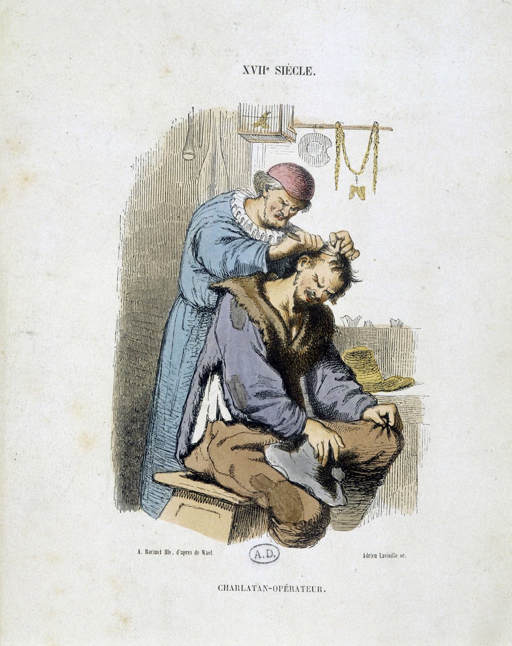 Šarlatánský operátor - z rytiny ze 17. století od Unknown artist