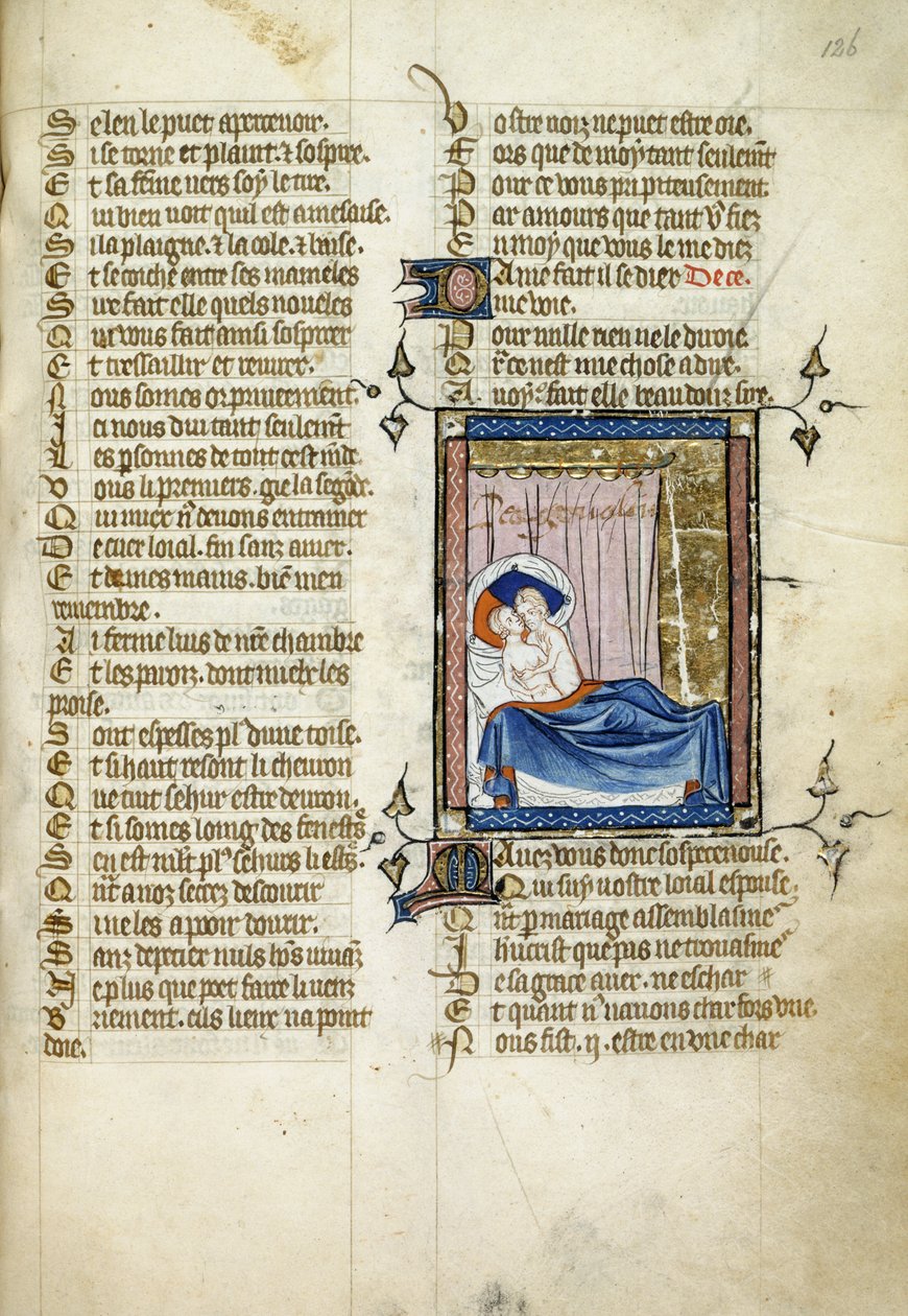 Pár v posteli, z "Le Roman de la Rose" od Unknown artist