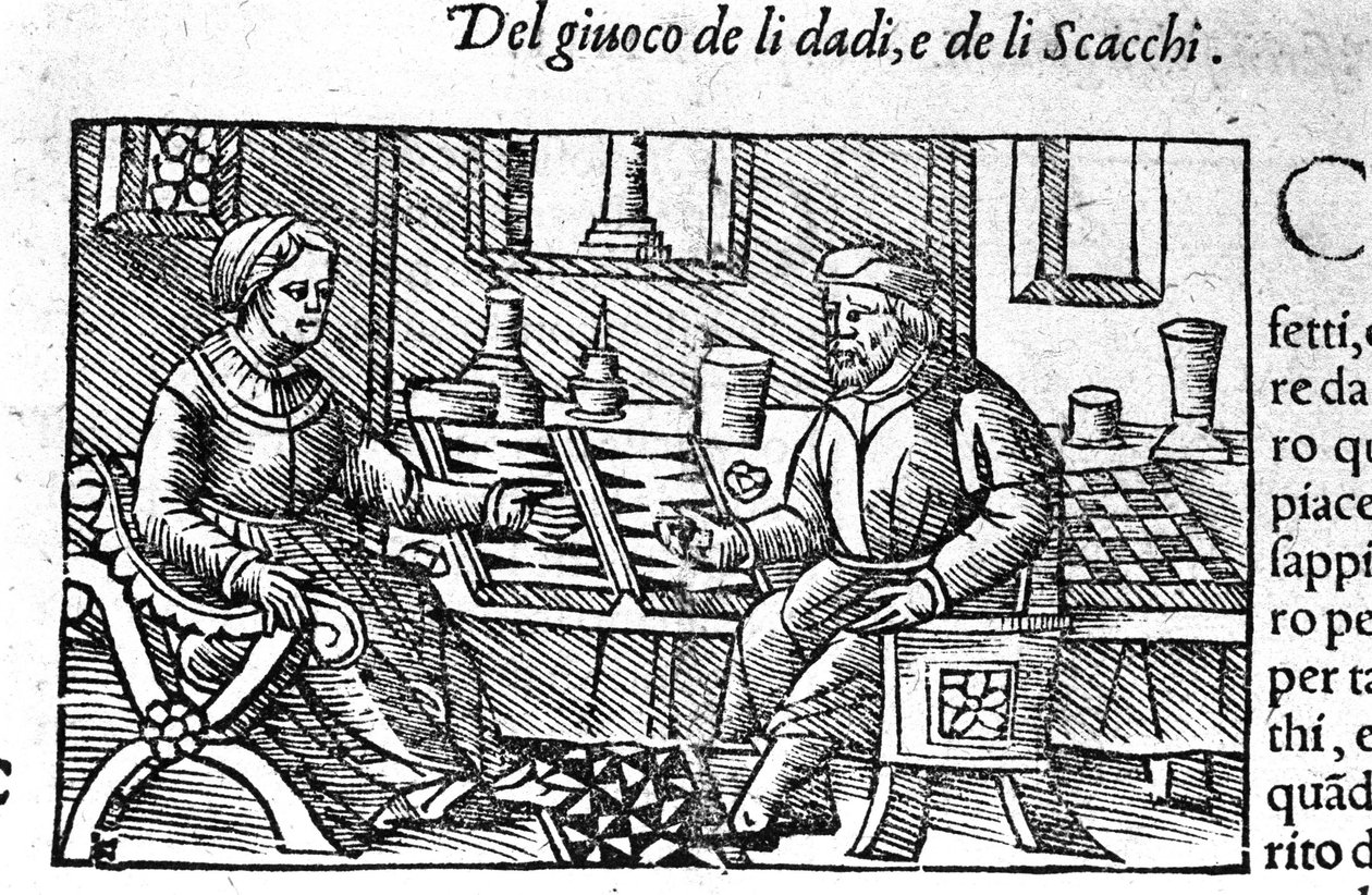 Pár hrající v kostky. Rytina podle „Historia de gentis septemtrionalis“ od Olause Magnuse, Řím 1560. od Unknown artist