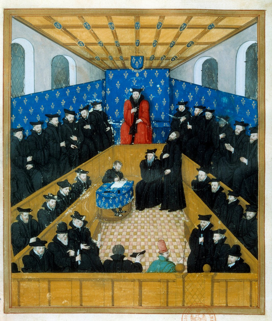 Soudní dvůr v 15. století. Miniaturní. Paříž, BN od Unknown artist