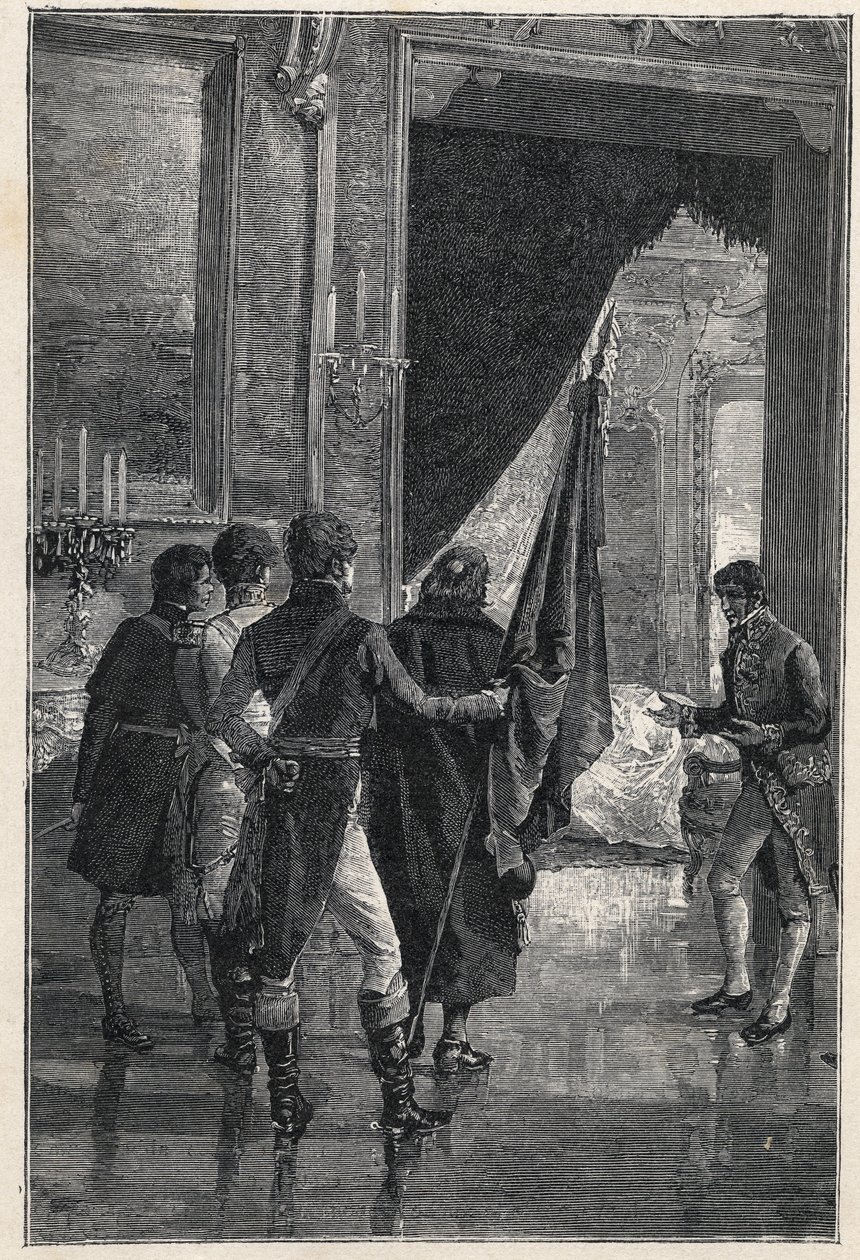 Deputace Carbonari, nacionalistické tajné společnosti, je představena Ferdinandovi I. ze Dvou Sicílií (dříve Ferdinand IV. Neapolský) 1820 od Unknown artist