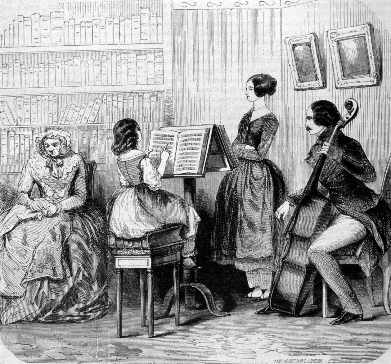 Rodinný koncert, rytina kolem roku 1860. od Unknown artist