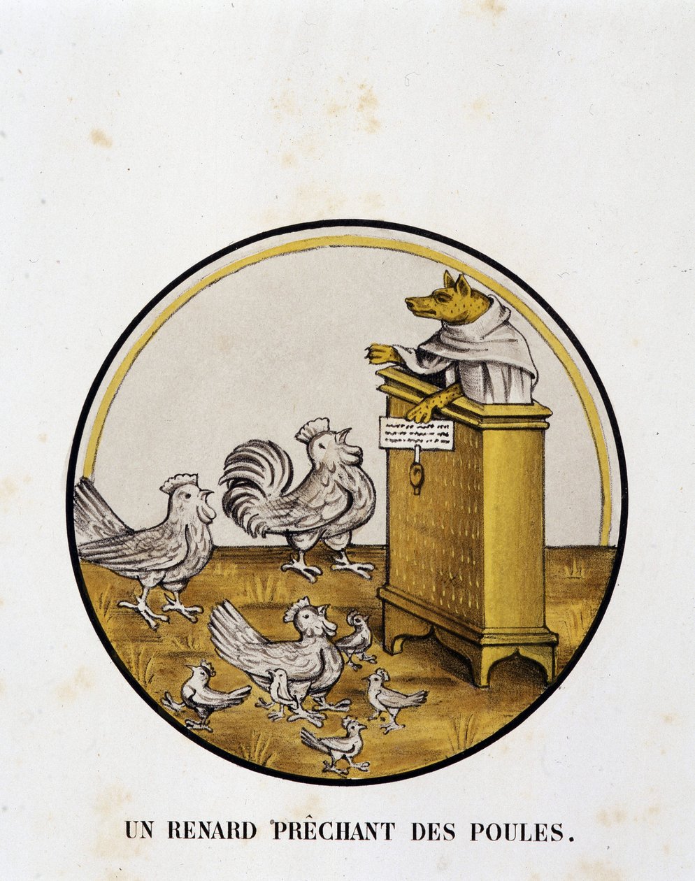 Liščí prechant slepic (renart román) - náboženská karikatura, Limoges od Unknown artist