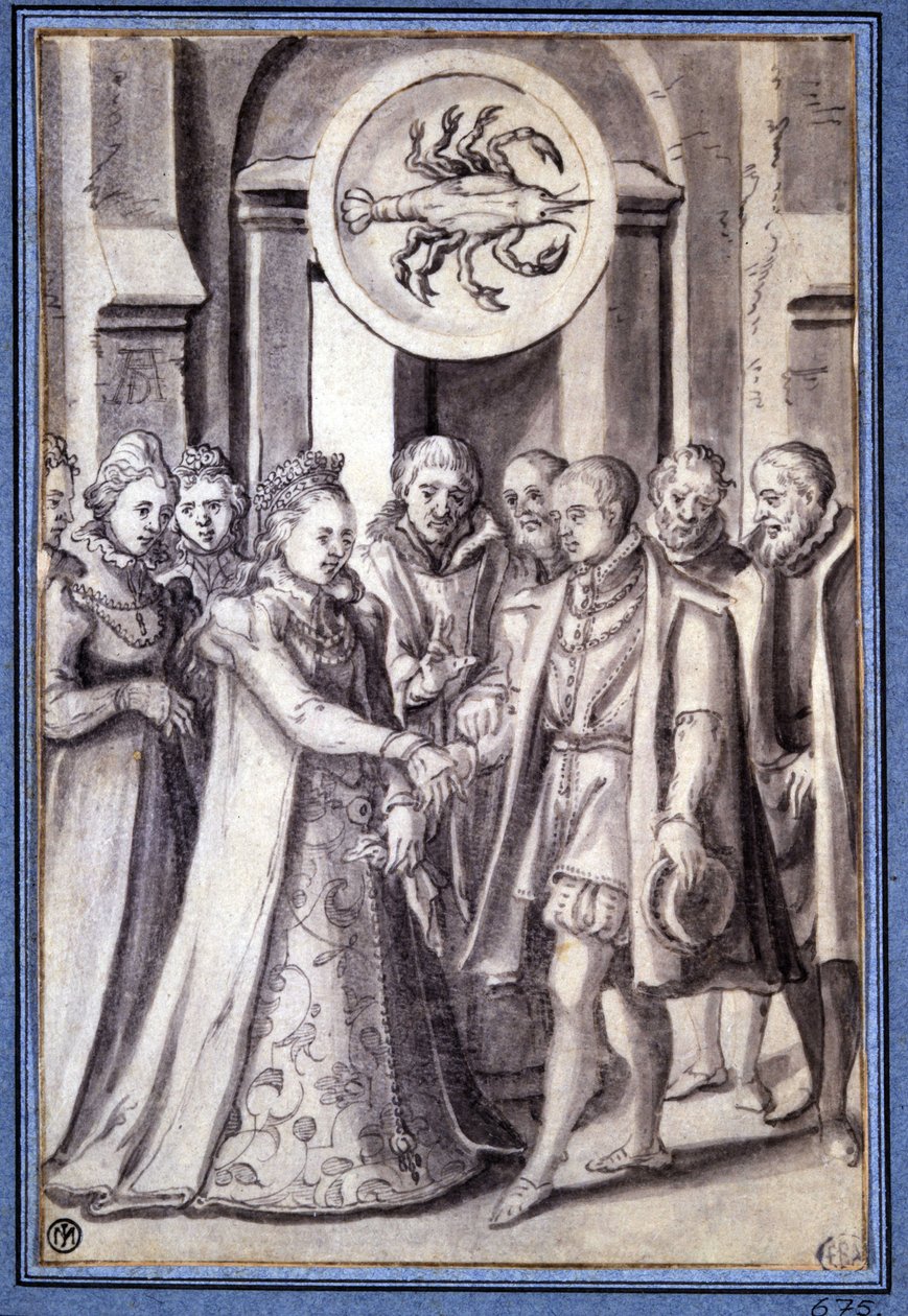 Manželství v 17. století ve znamení rakoviny od Unknown artist