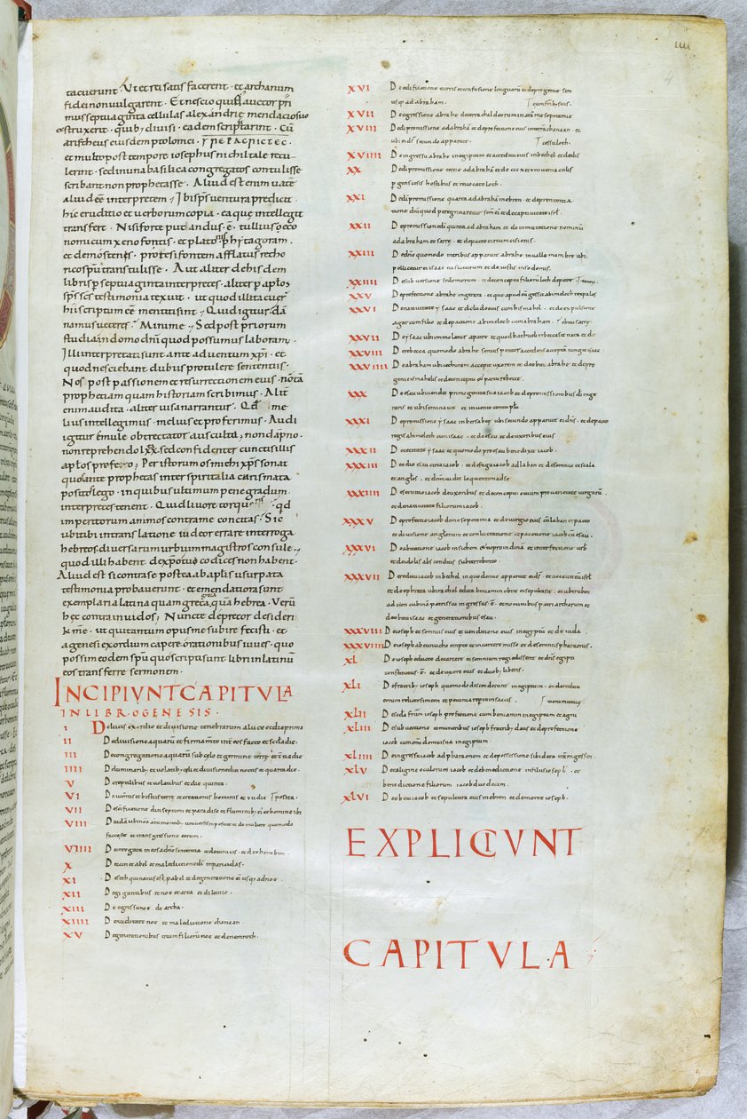 Stránka z Bible z 11. století s incipitem kapitoly z knihy Genesis od Unknown artist