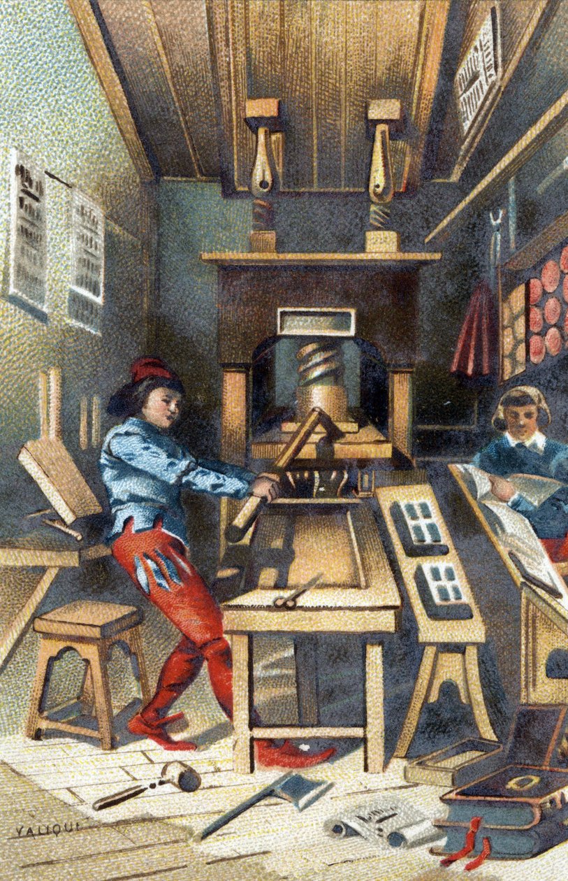 Tiskárna v 15. století. od Unknown artist
