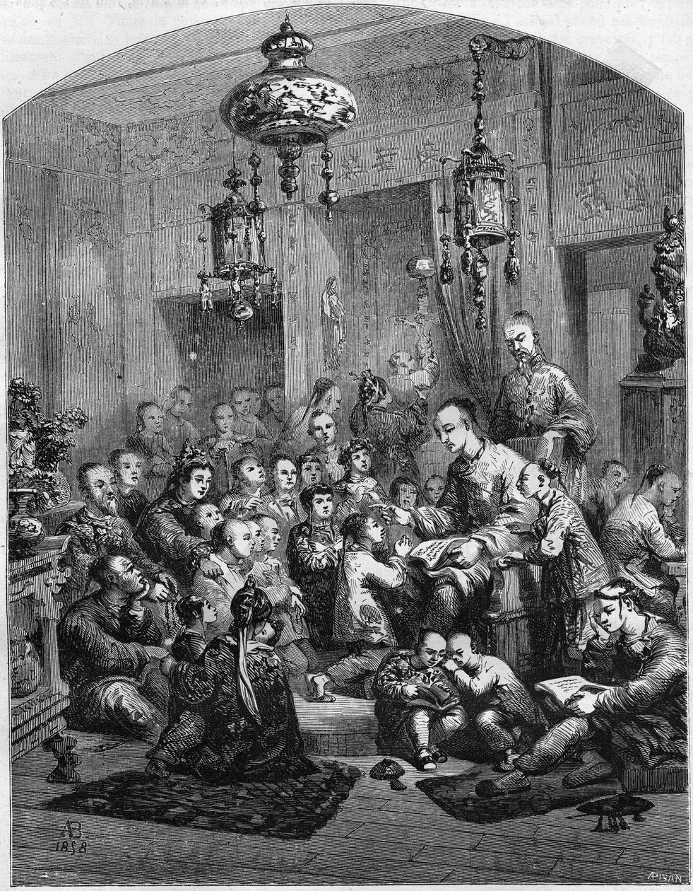 Škola v Číně v roce 1858. od Unknown artist