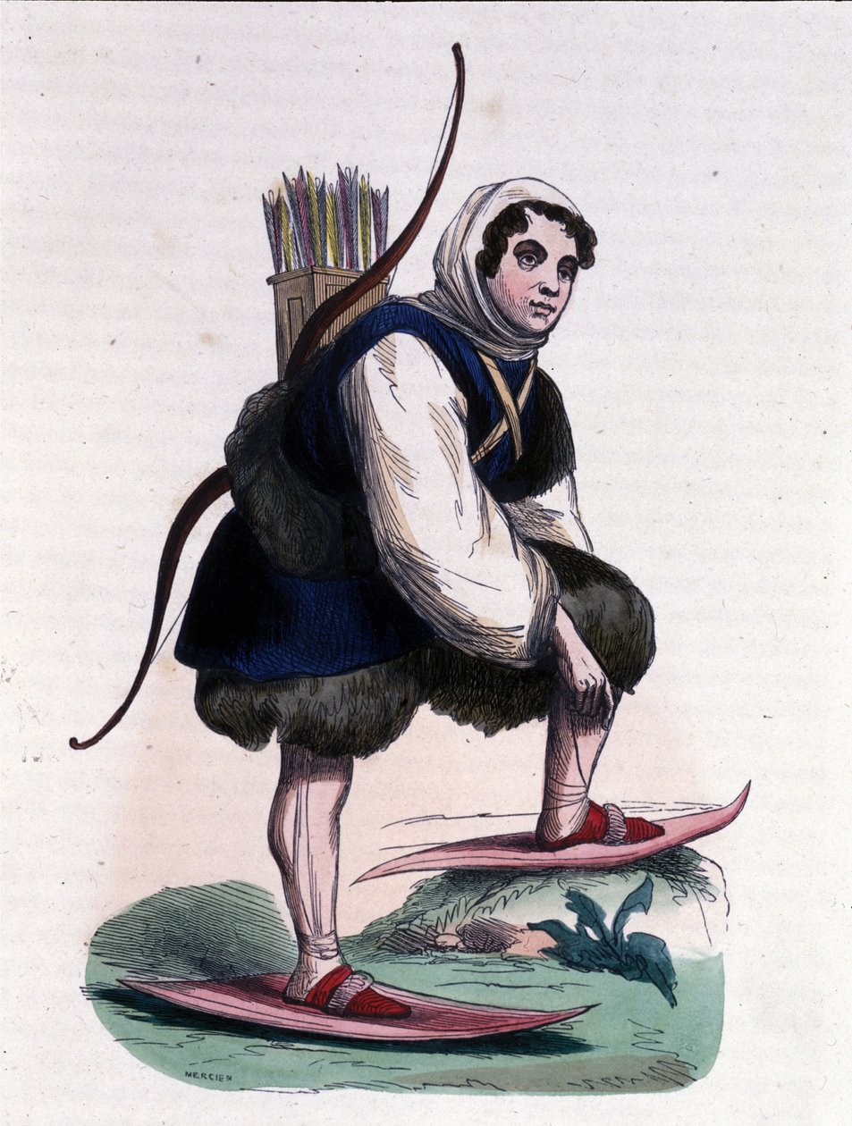 Lyžařský lovec z kmene Samojedů mongolského původu. od Unknown artist