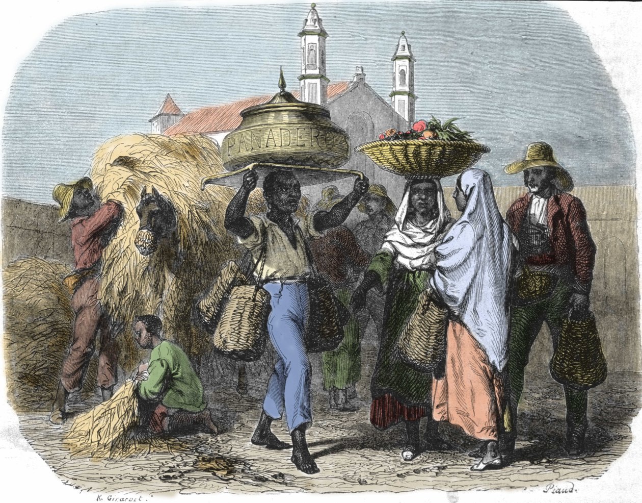 Cestující prodavač chleba na Kubě, rytina z roku 1870 od Unknown artist