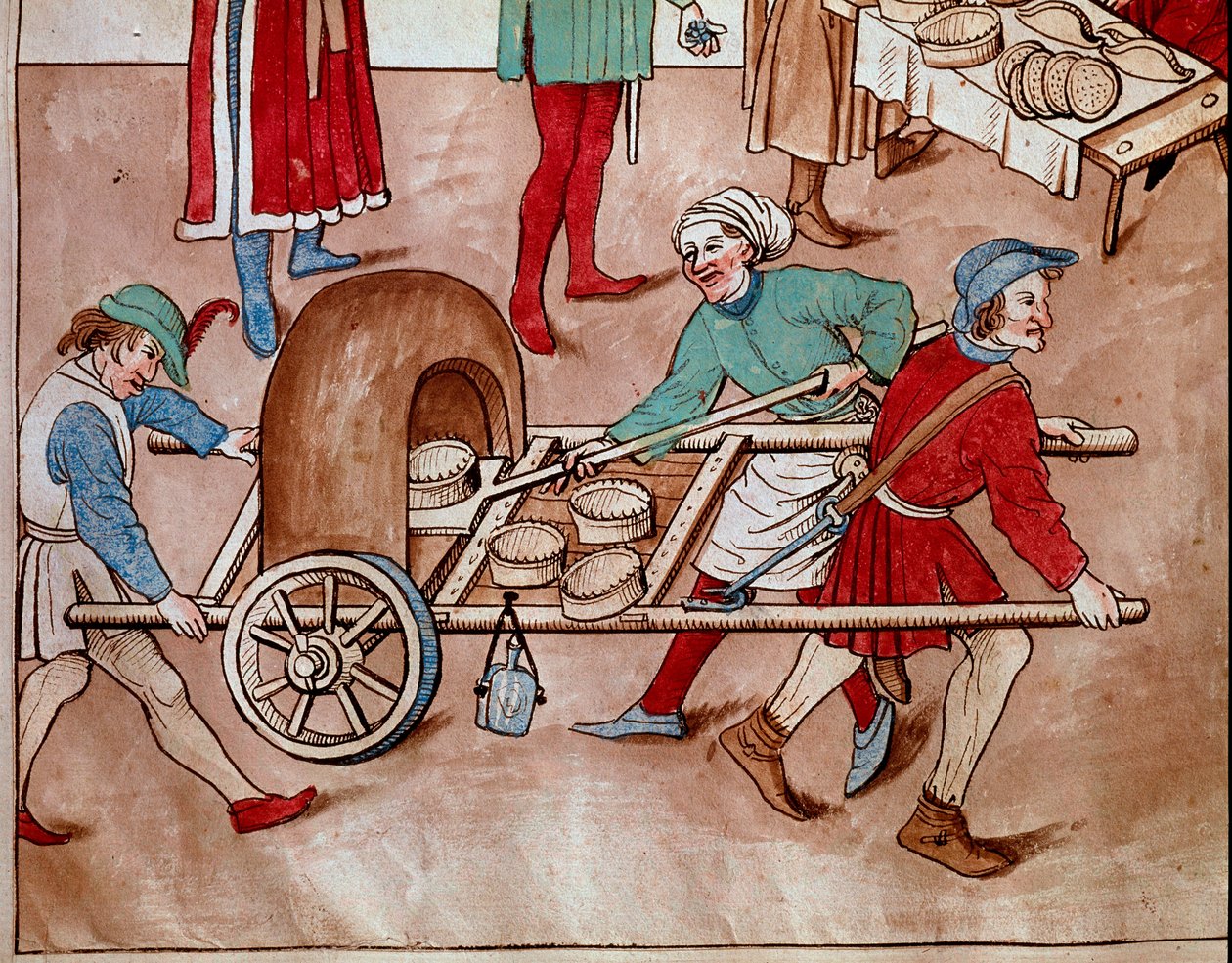 Chodící pekař. Miniatura z „Kroniky kostnického koncilu“ od Ulricha Richentala (1360-1437) 1438 přibližně Praha, národní knihovna od Unknown artist