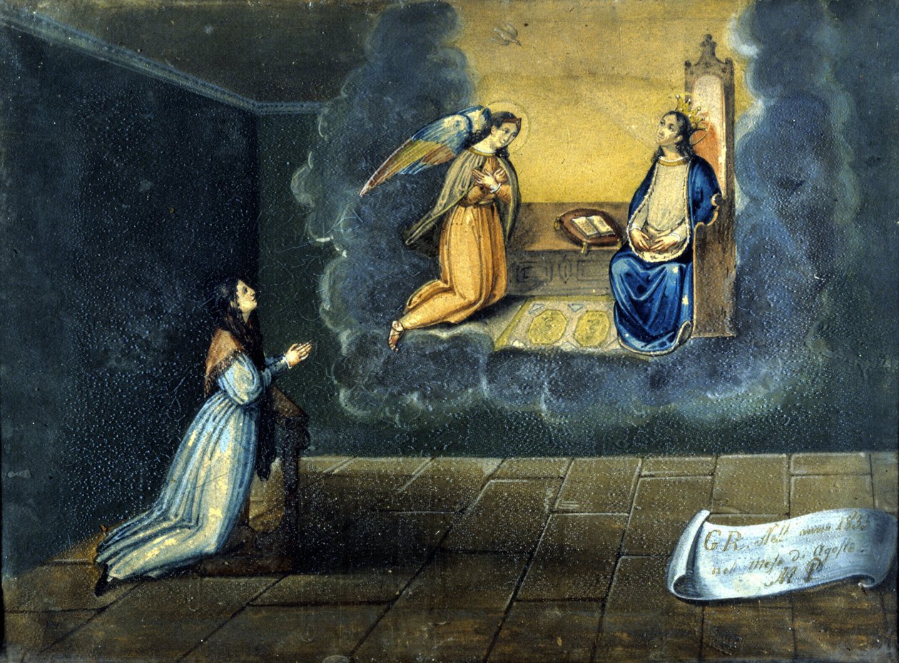 Mladá žena se modlí. Ex voto ze svatyně Madonna delle Grazie de Monza. 1833. od Unknown artist