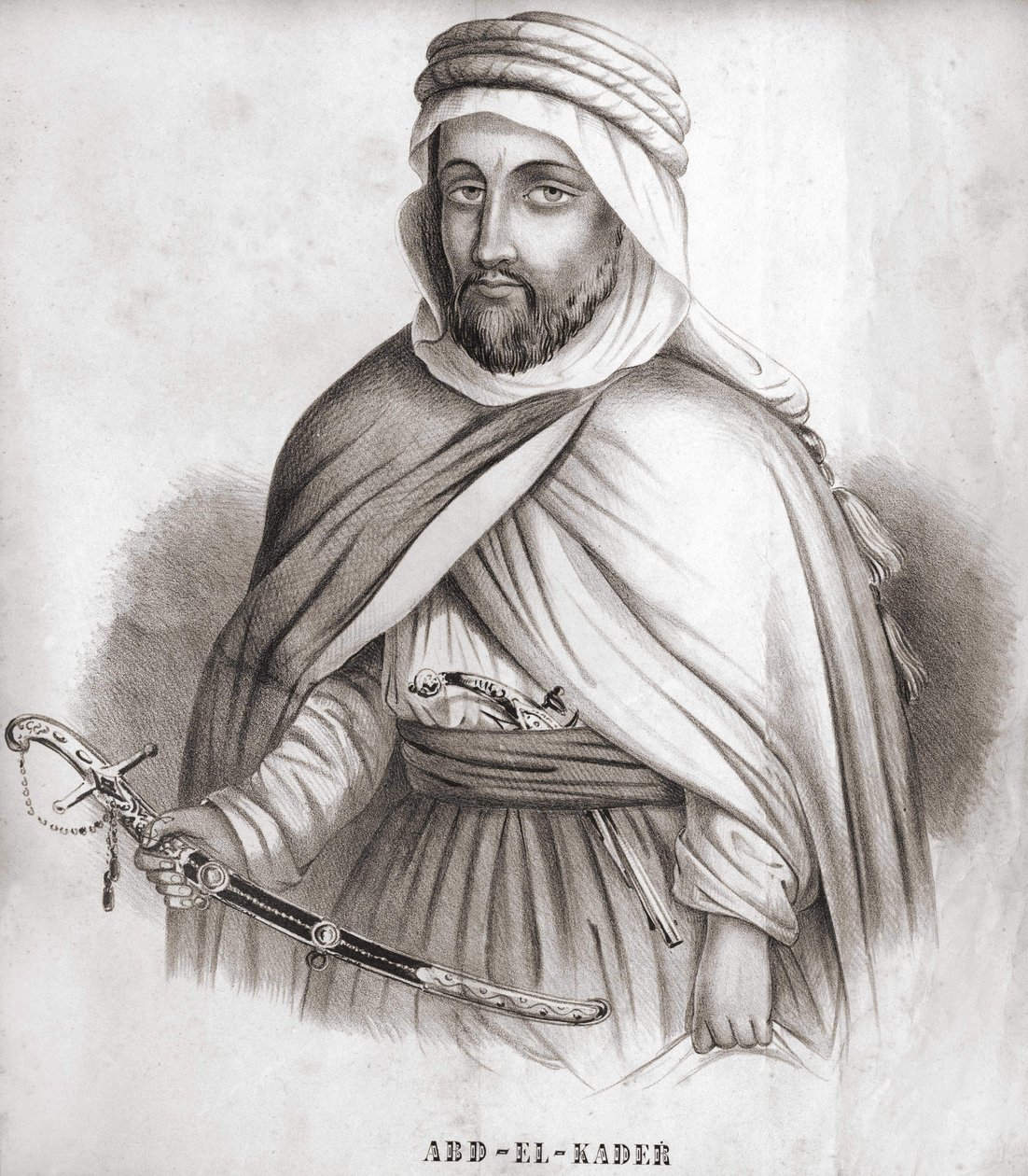 Abd al-Qadir (Abd al-Qadir) (1807-1883), arabský Umair dávky. od Unknown artist