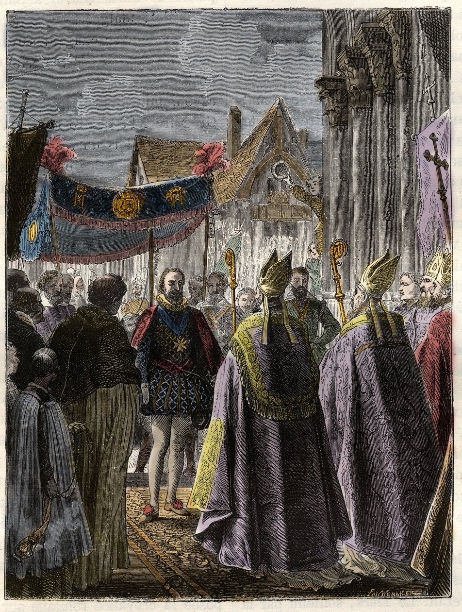 Abjurace Jindřicha IV. a konverze ke katolicismu v St. Denis dne 15. července od Unknown artist