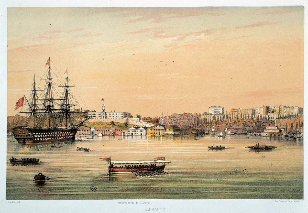 Admiraut: “”Admirálův člun”” Litografie Paříže 19. století, dekorativní umění od Unknown artist