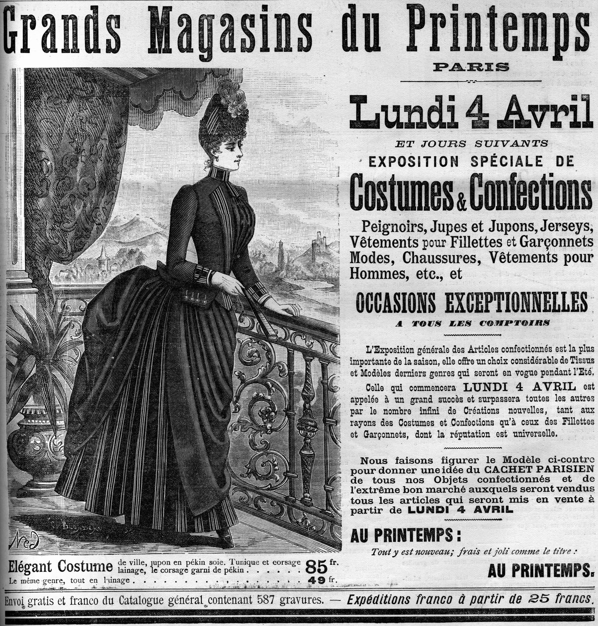 Reklama pro obchodní domy Printemps v Paříži, v Le Monde Illustrée 1887. od Unknown artist
