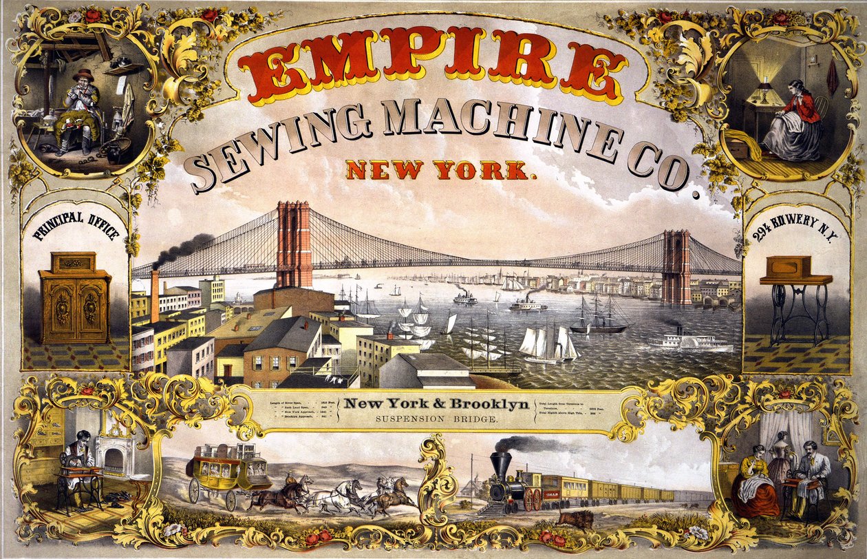 Reklama na šicí stroj „Empire Sewing Machine, New York“, c. 1870. od Unknown artist