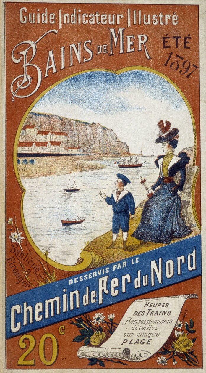 Reklamní plakát k Ilustrovanému průvodci indikátorem mořské lázně provozované Severní dráhou, léto 1897 od Unknown artist