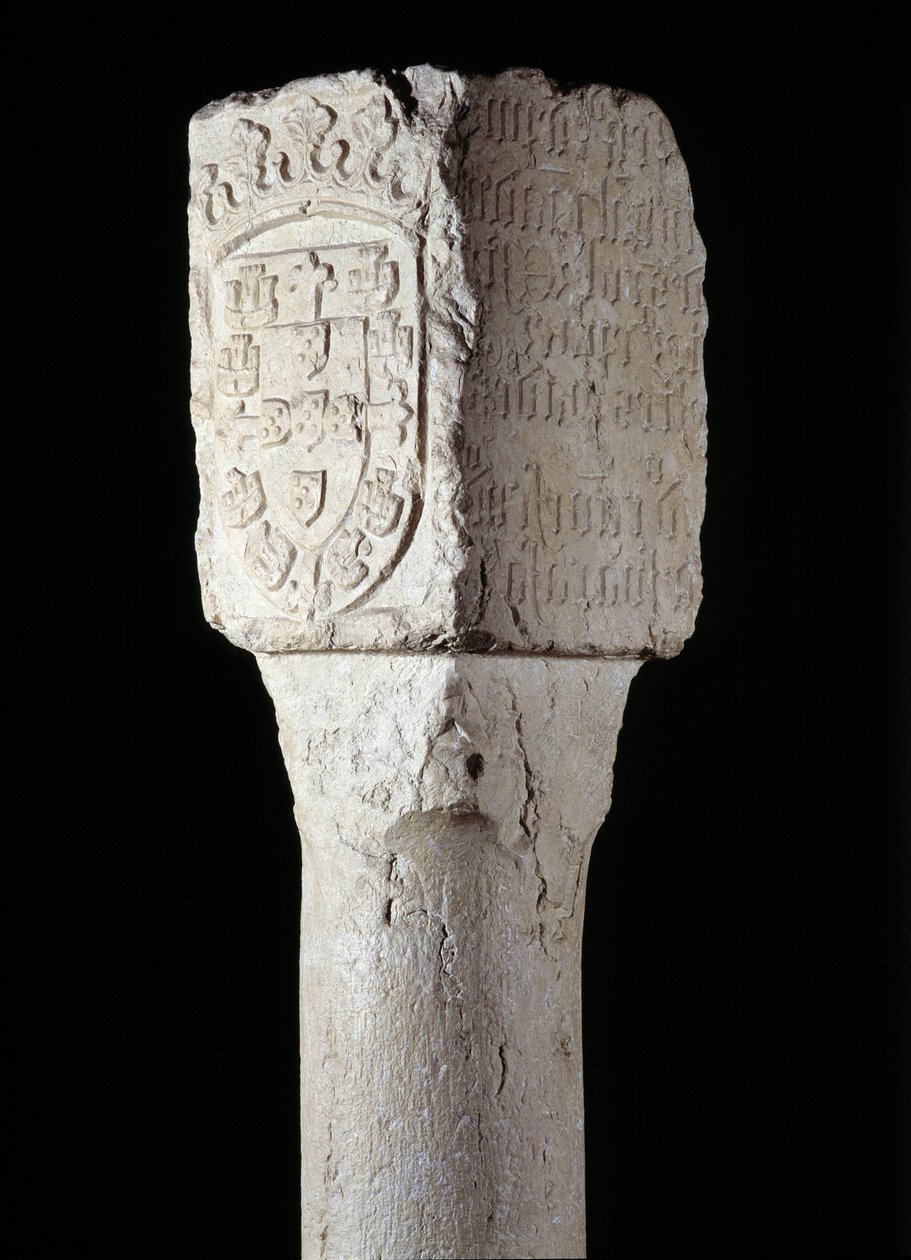 Africké umění: detail sloupu majetku známého jako Saint Augustine erige od portugalského průzkumníka Diogo Cao (nebo Diego Cam) v jižní Angole. 1486. Lisabon, Národní muzeum antického umění od Unknown artist
