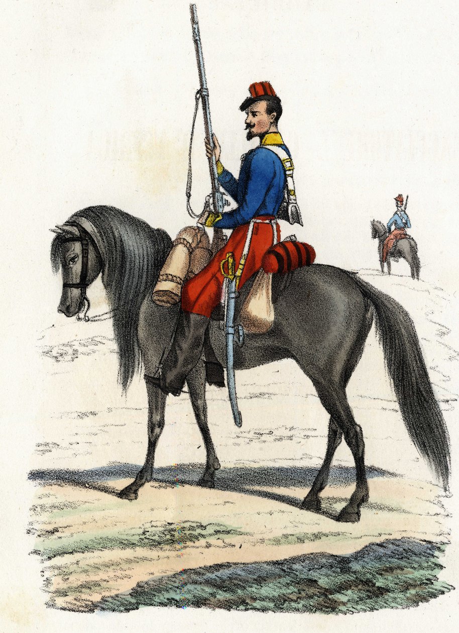 Africký lovec na koni, regiment vytvořený v roce 1831 a přítomný v Alžírsku v roce 1832. V “” Storia d