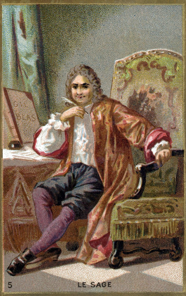 Alain Rene Lesage (Alain-Rene Le Sage) (1668-1747). Chromolitografie 19. století. od Unknown artist