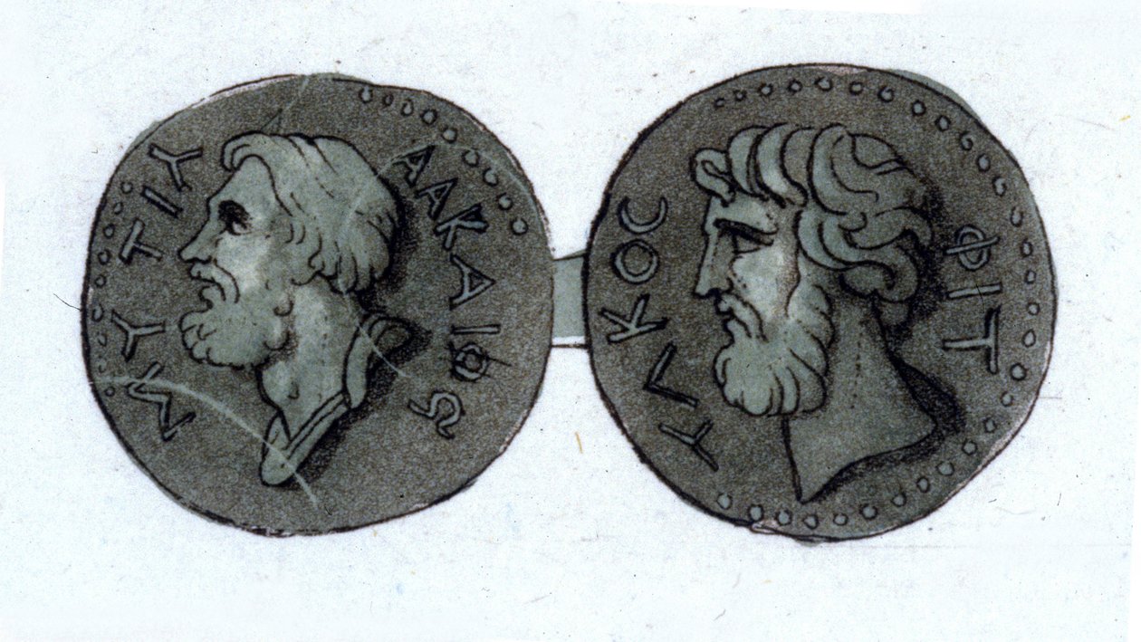 Alcée (v. 630 – v. 580 př. Kr.). Řecký básník. Rytina z počátku 19. století. od Unknown artist