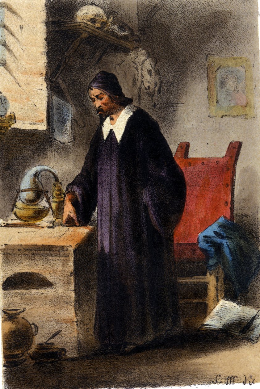 Alchymista Nicola Barnaud, výzkumník filozofického kamene. od Unknown artist