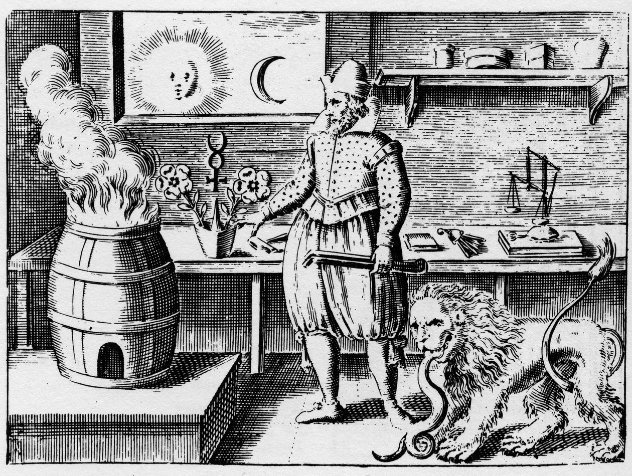 Alchimie - La flamamme - Rytina z roku 1659 v „L