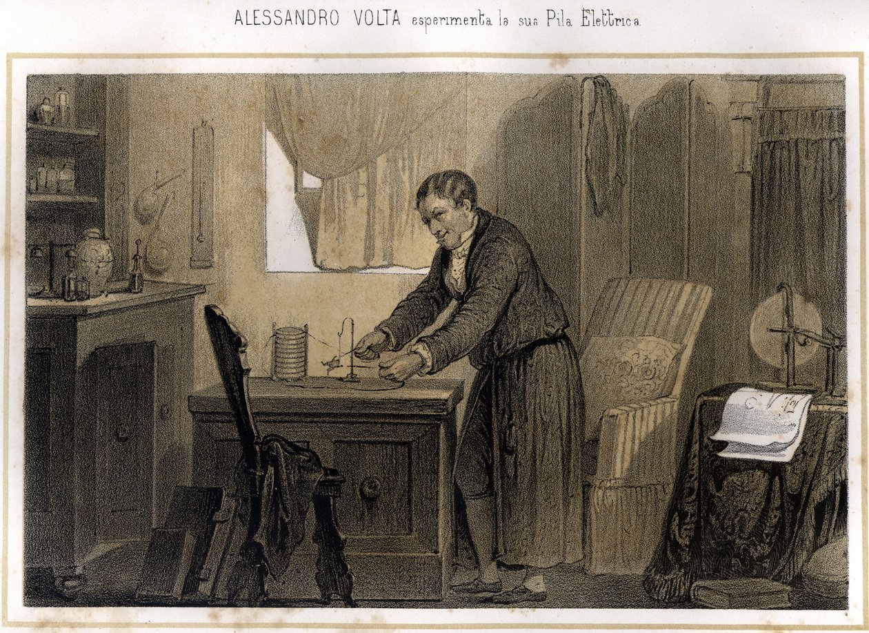 Alexandre (Alessandro) Volta (1745 - 1827) a jeho zkušenosti s elektrickou baterií - v “” Storia d