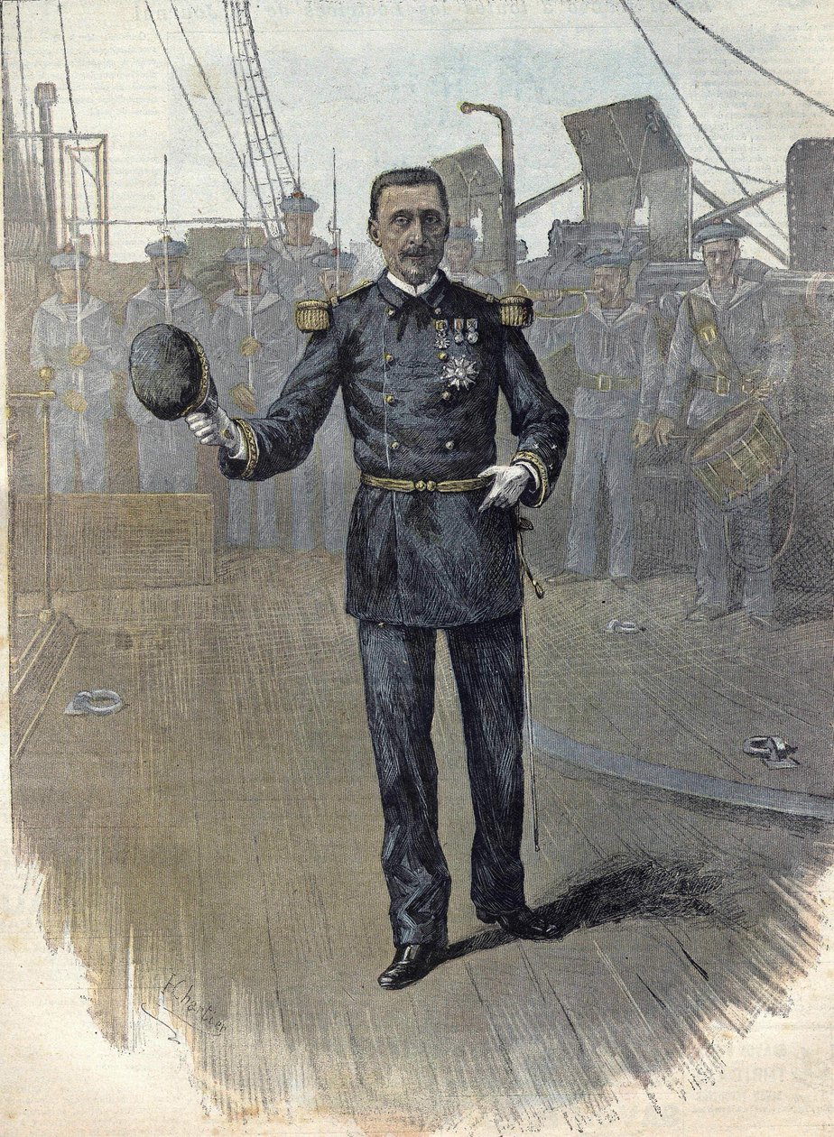 Alfred Albert Gervais (1837 - 1921), francouzský admirál, náčelník štábu námořní pěchoty v roce 1892. Rytina z roku 1892. od Unknown artist